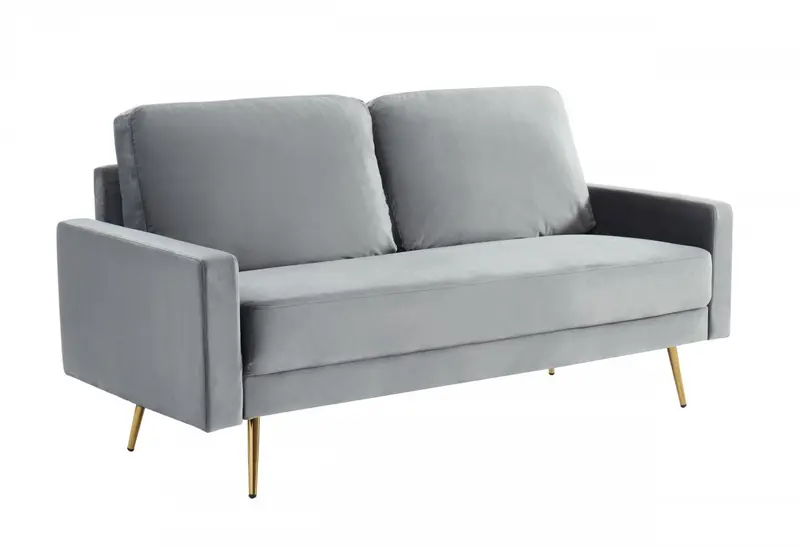 Compact 72" Grey Velvet Sofa With Two Cushions By Homeroots