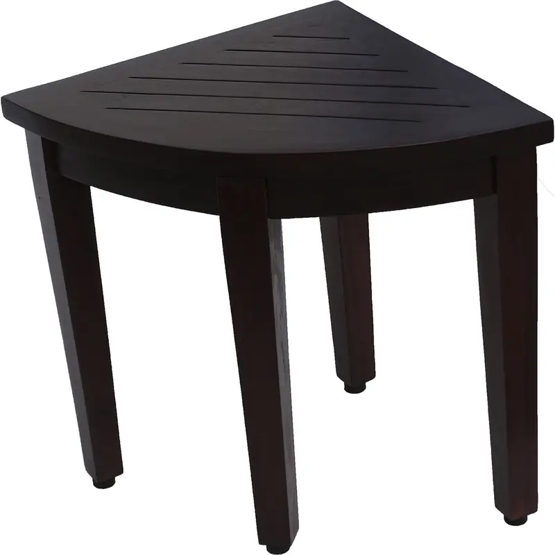 Compact Teak Corner Shower or Outdoor Bench with Shelf in Brown Finish By Homeroots