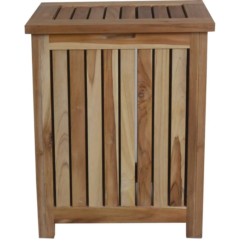 Compact Teak Laundy Storage With Removable Bag In Natural Finish By Homeroots