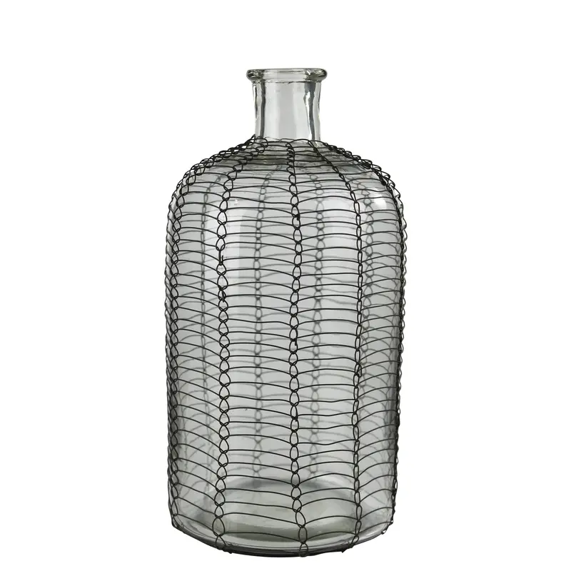 Conde Glass Bottle, Woven Wire - Petite By HomArt