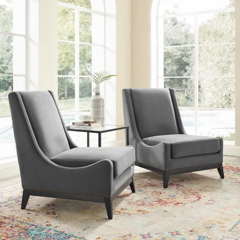 Confident Lounge Chair Upholstered Performance Velvet Set of 2 By Modway - EEI-4487