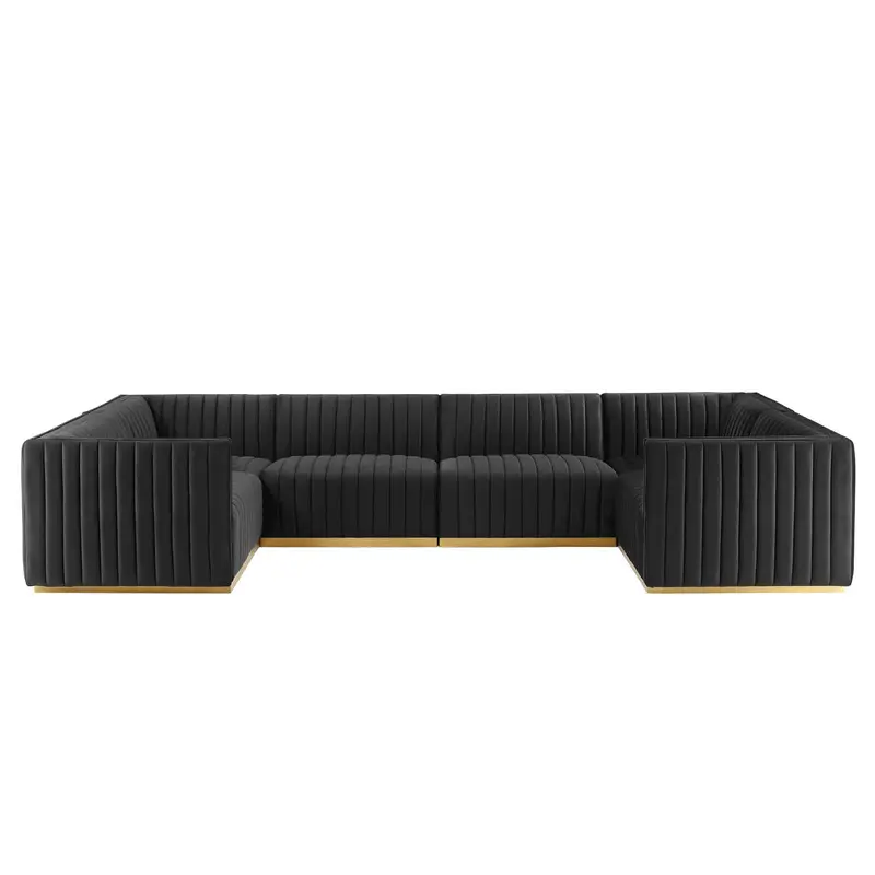 Conjure Channel Tufted Performance Velvet 6-Piece U-Shaped Sectional By Modway - EEI-5851