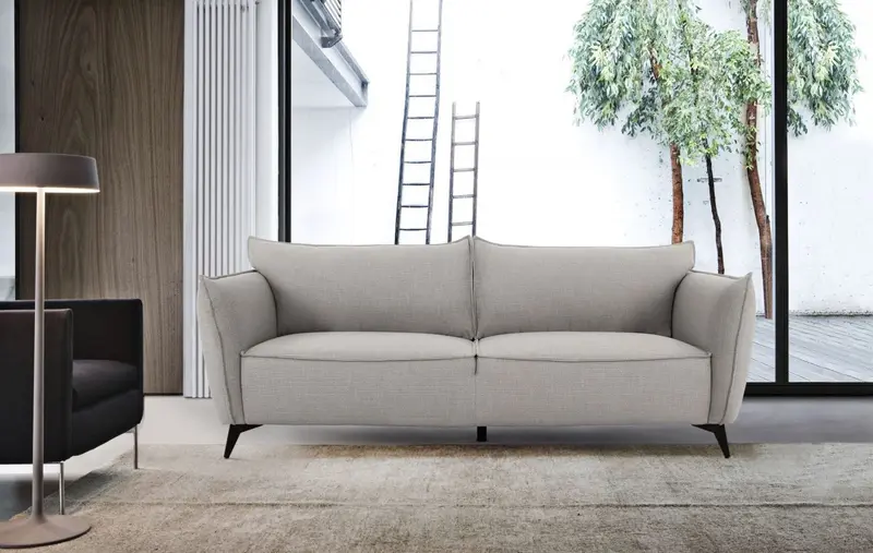 Contemporary 91" Grey Fabric Sofa By Homeroots