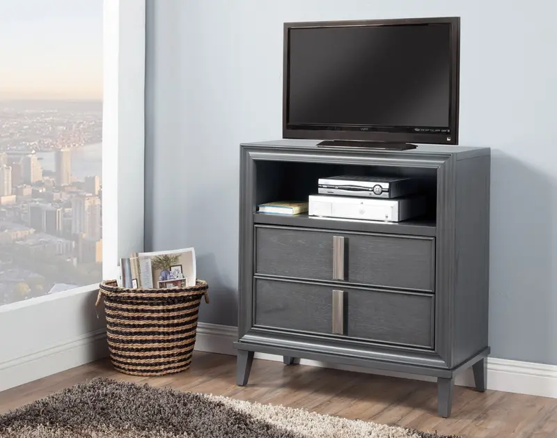 Contemporary Dark Grey TV Console Cabinet By Homeroots