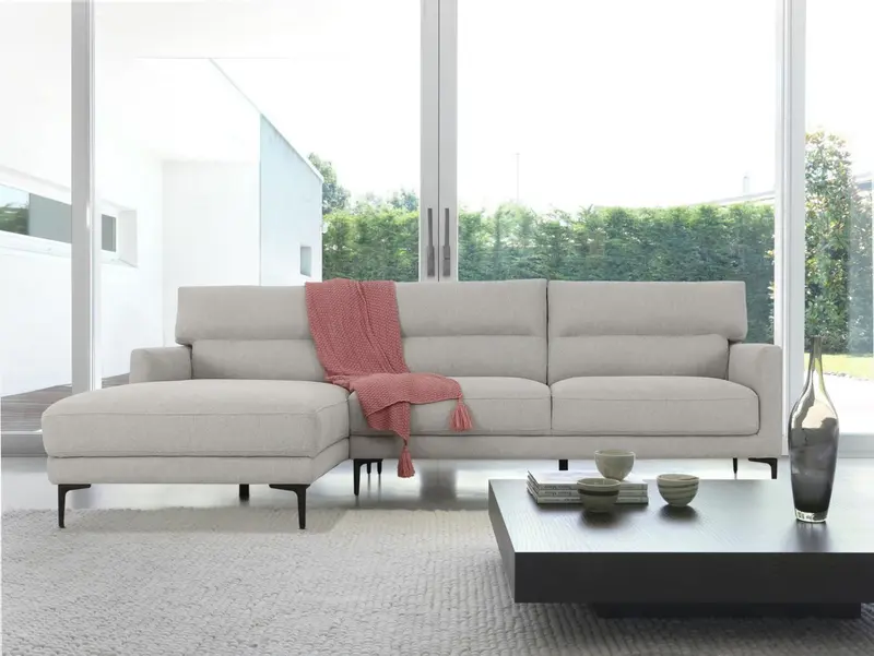 Contemporary Dove Gray Squared Edge Left Facing Sectional Sofa By Homeroots
