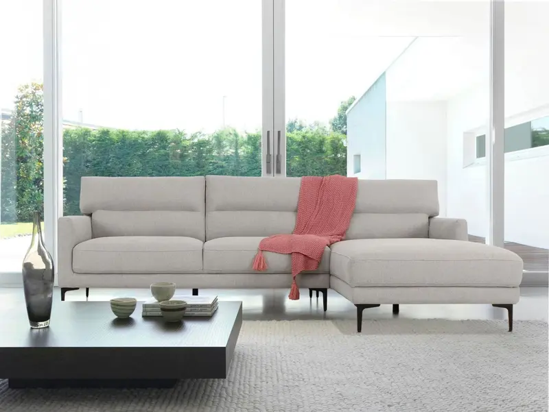 Contemporary Dove Gray Squared Edge Right Facing Sectional Sofa By Homeroots
