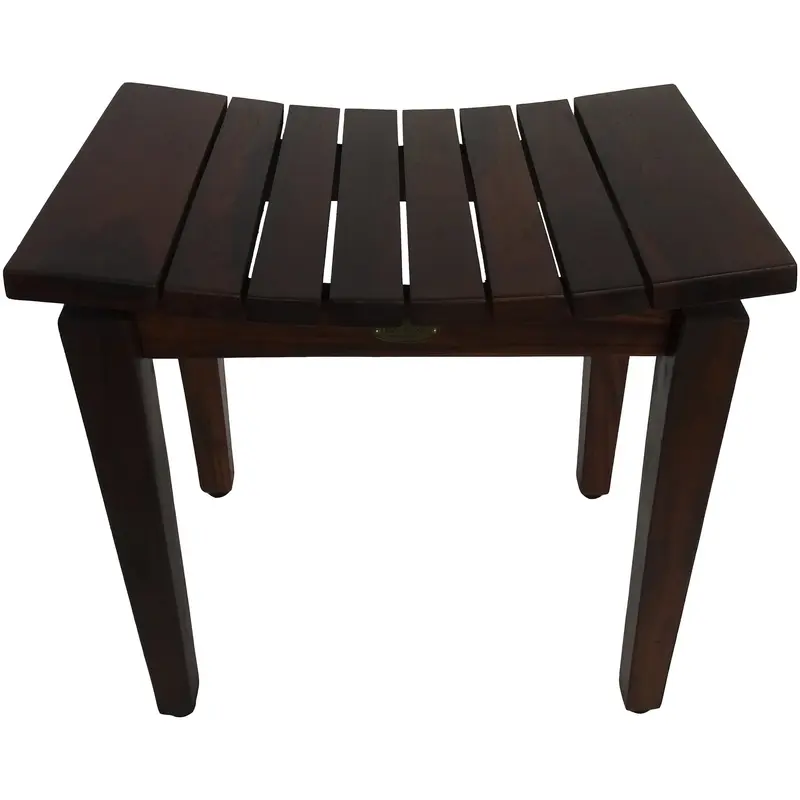 Contemporary Flared Teak Shower Stool or Bench in Brown Finish By Homeroots