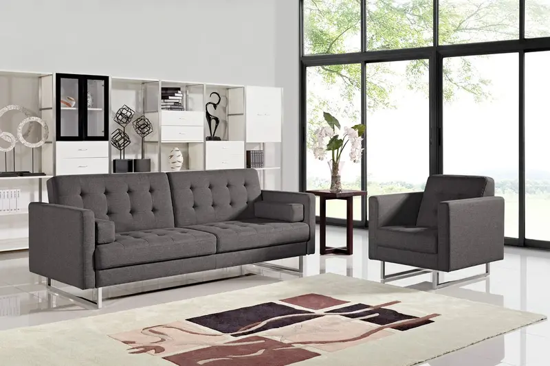 Contemporary Grey Sofa Bed With Steel Legs By Homeroots