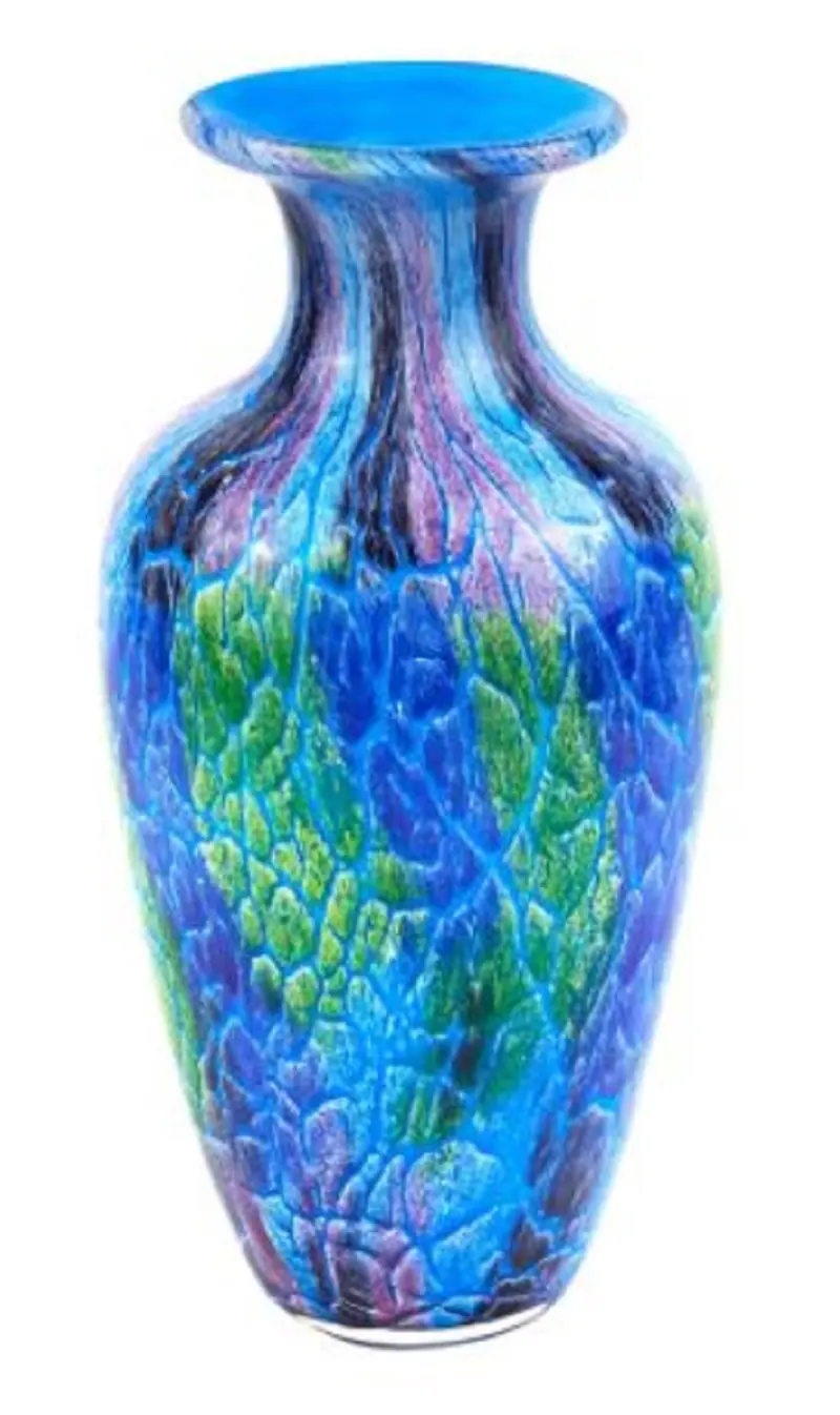 Contemporary Multi Color Mouth Blown Art Glass Vase By Homeroots