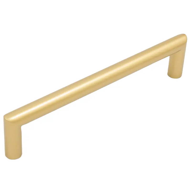 Contemporary Round Cabinet Pull, 128 Millimeters, Stanless Steel Base Material, Satin Brass by Stone Harbor Hardware