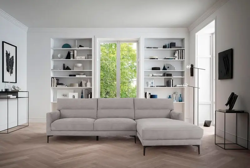 Contemporary Soft Gray Squared Edge Right Facing Sectional Sofa By Homeroots