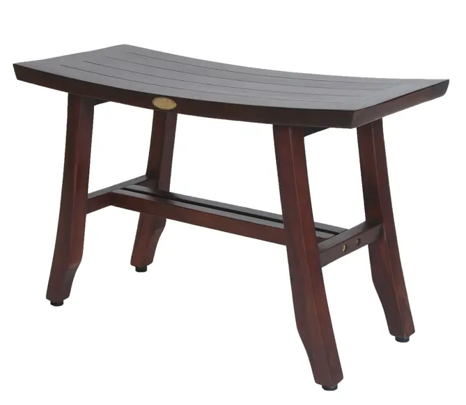 Contemporary Teak Shower Stool or Bench in Brown Finish By Homeroots