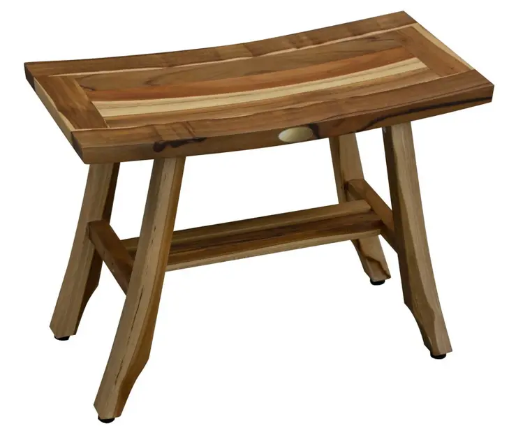 Contemporary Teak Shower Stool or Bench in Natural Finish By Homeroots