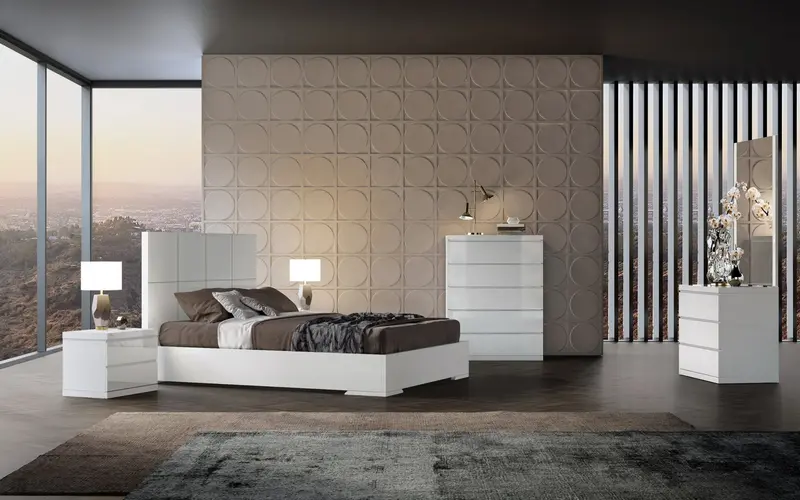 Contemporary White Queen Platform Bed By Homeroots