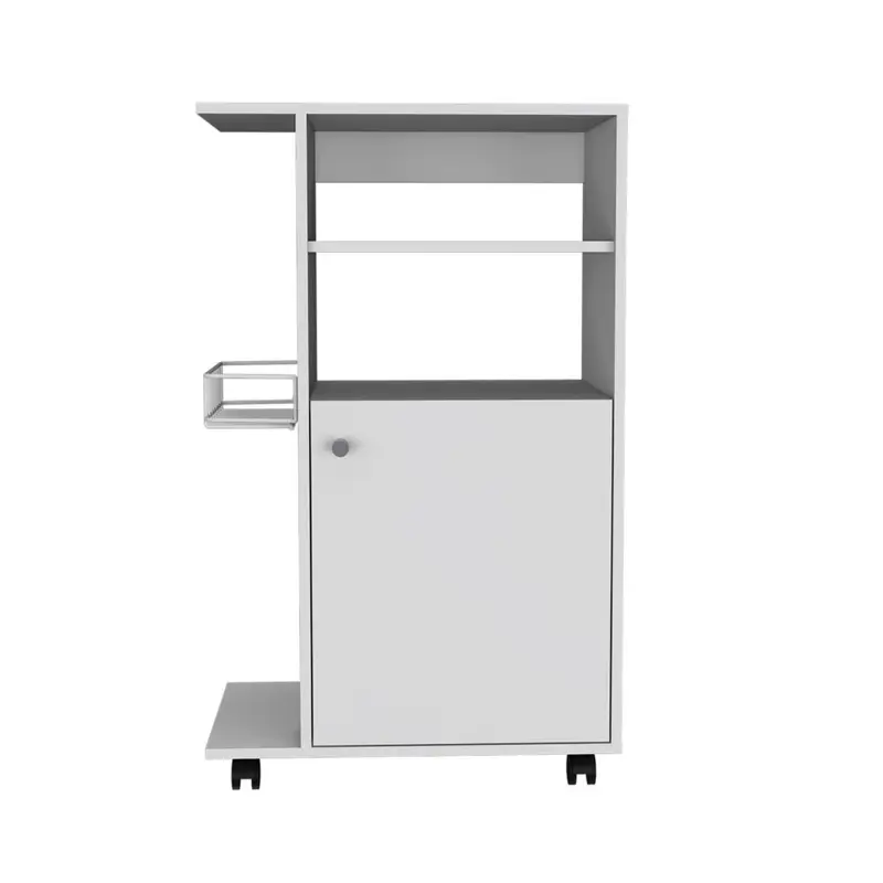 Contemporary White Rolling Kitchen Cart By Homeroots