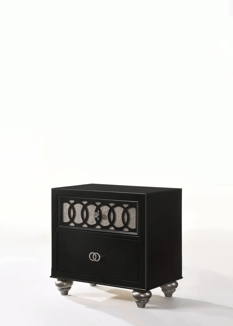 Copper Shimmery And Black Rubber Wood Nightstand By Homeroots