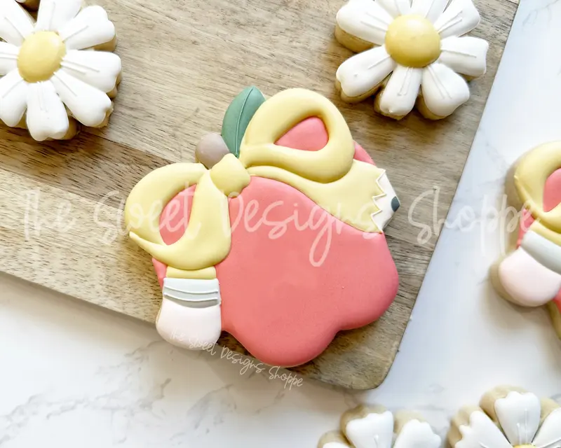 Coquette Apple with Pencil Bow - Cookie Cutter