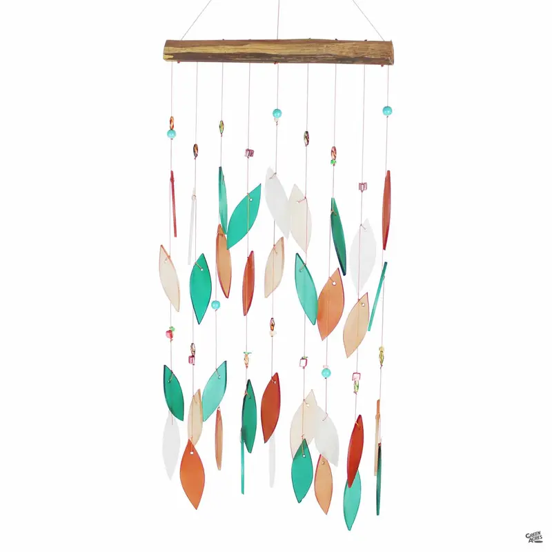Coral and Teal Beaded Glass Wind Chime