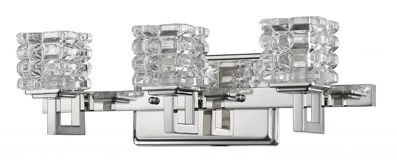 Coralie 3-Light Polished Nickel Sconce With Pressed Crystal Shades By Homeroots