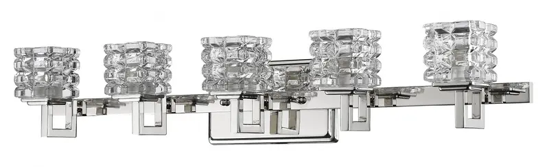Coralie 5-Light Polished Nickel Sconce With Pressed Crystal Shades By Homeroots