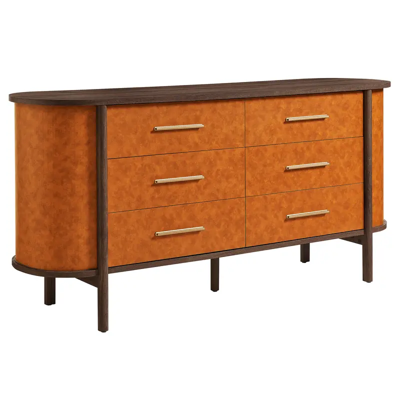 Coralie Curved 6-Drawer Vegan Leather Oval Dresser by Modway