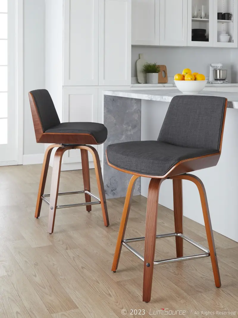 Corazza 24" Fixed-Height Counter Stool - Set of 2 By LumiSource - B24-CRZZFB-GRTZS2 WLWLCHAR2