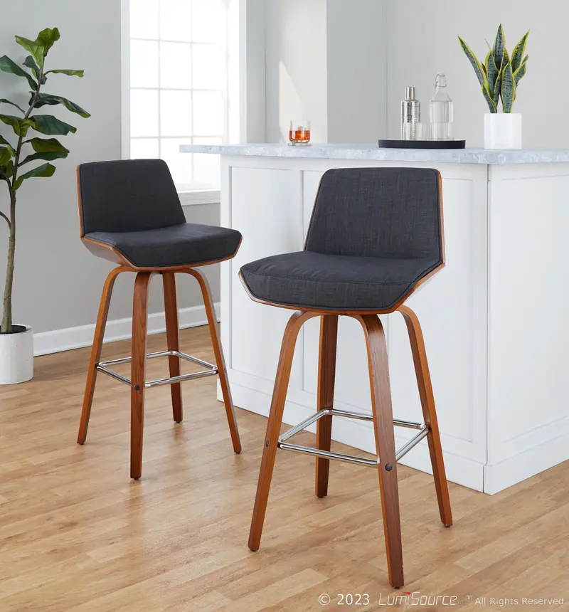 Corazza 30" Fixed-Height Barstool - Set of 2 By LumiSource - B30-CRZZFB-GRTZS2 WLWLCHAR2