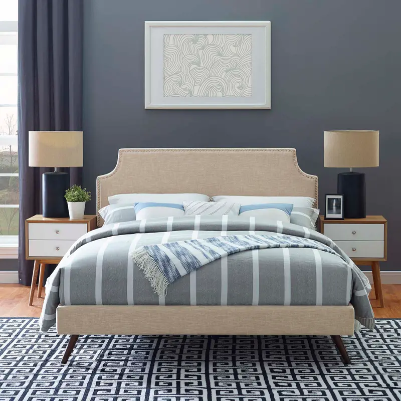 Corene Queen Fabric Platform Bed with Round Splayed Legs By Modway - MOD-5947