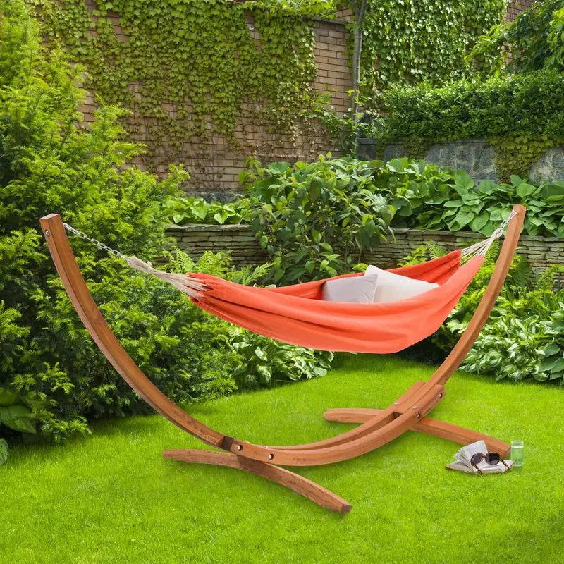 CorLiving Wood Frame Free Standing Sling Hammock in Orange By CorLiving