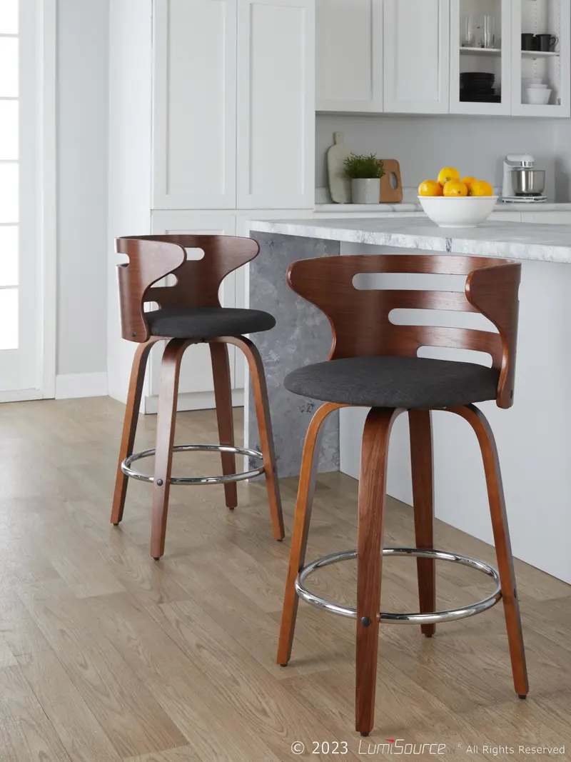 Cosini 26" Fixed-Height Counter Stool - Set of 2 By LumiSource - B26-COSIFB-GRTZR2 WLWLCHAR2