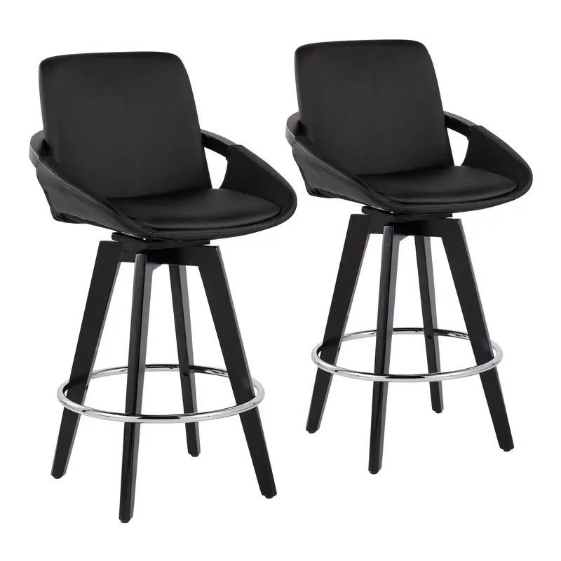 Cosmo Swivel Fixed-Height Counter Stool - Set of 2 Black By LumiSource - B26-COSMO2-SWVR BKBK2
