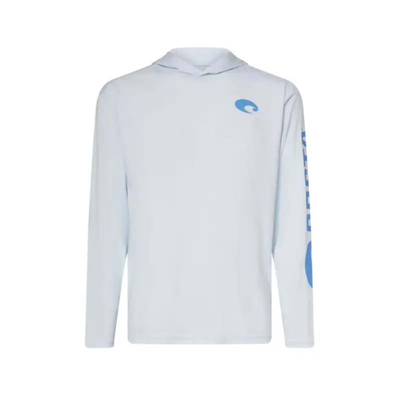 Costa L Long Sleeve Men's Hooded Arctic Blue Technical Hood Tee Shirt