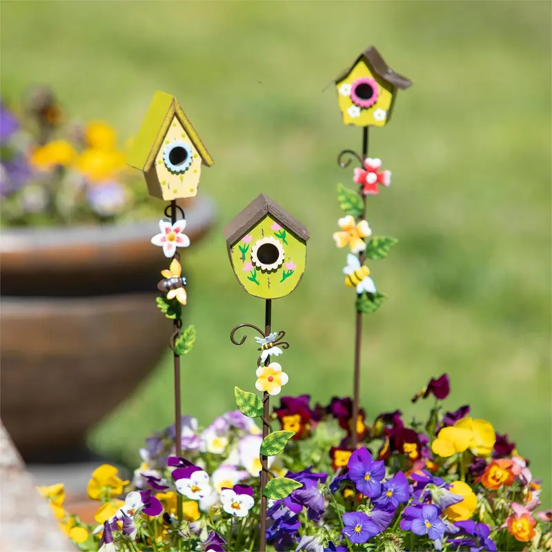 Cottage Garden, Birdhouse Plant Pick, 19"H, CDU