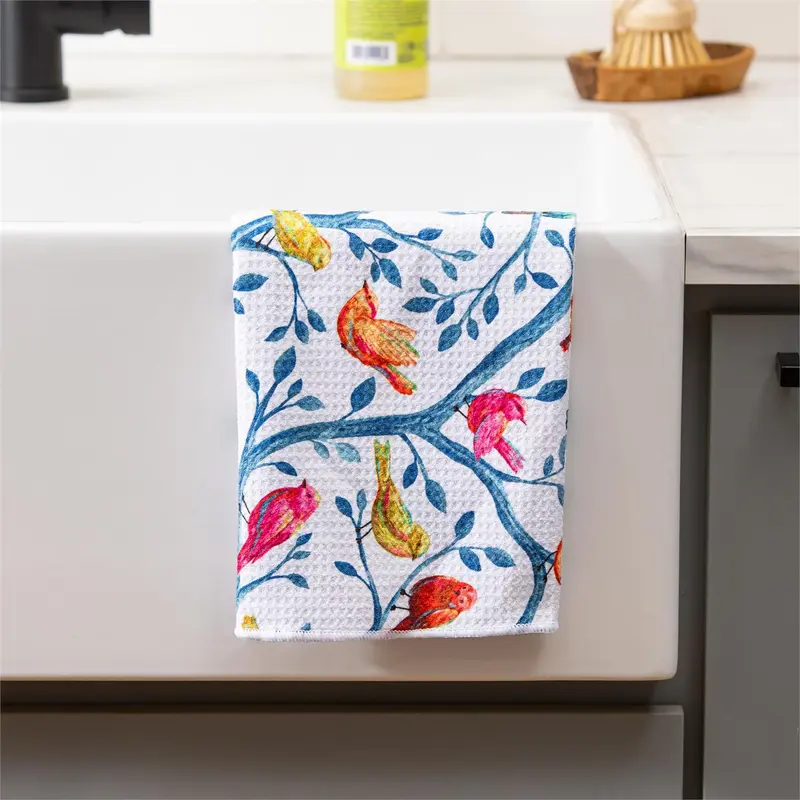 Cottage Garden Fantasical Birds Kitchen Towels Quick Dry Kitchen Towel, 30"x18"