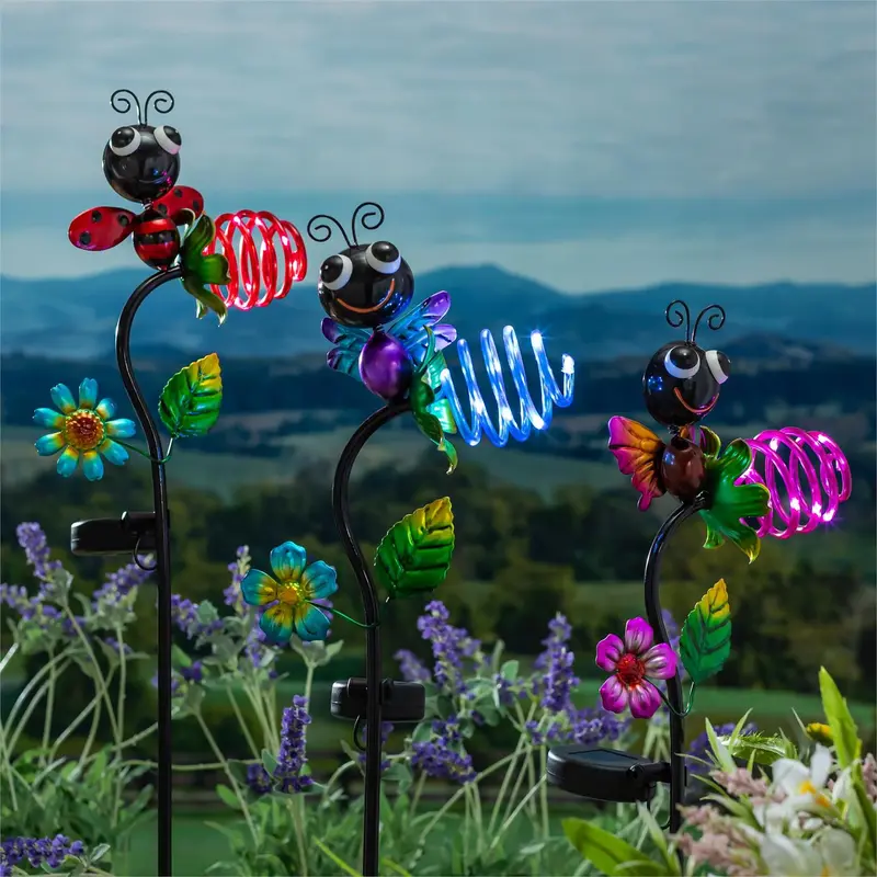 Cottage Garden Insect Solar Garden Stake, 3 Assorted, 12PCS CDU