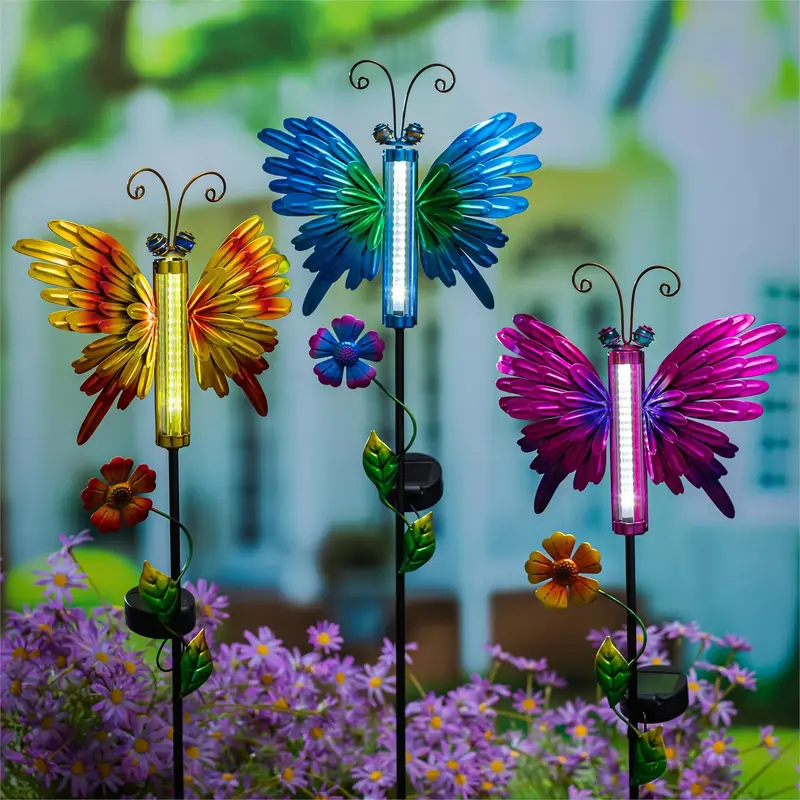 Cottage Garden Metal Butterfly Solar Chasing Light Stake 38"H, 3 Assorted, 12PCS CDU