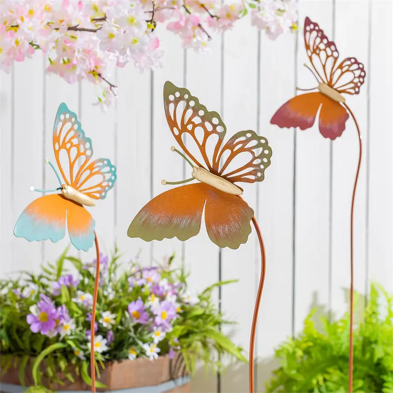 Cottage Garden Metal Butterfly Stake 36"H, 3 Assorted, 12Pcs CDU