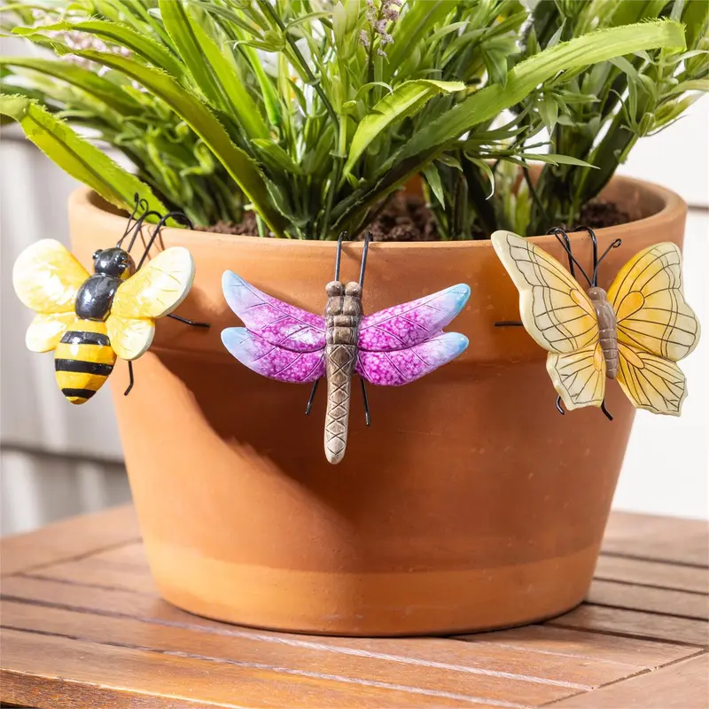 Cottage Garden Plant Support & Accessories, Resin, Garden Friends Pot Huggers, 4", Asst of 3, CDU
