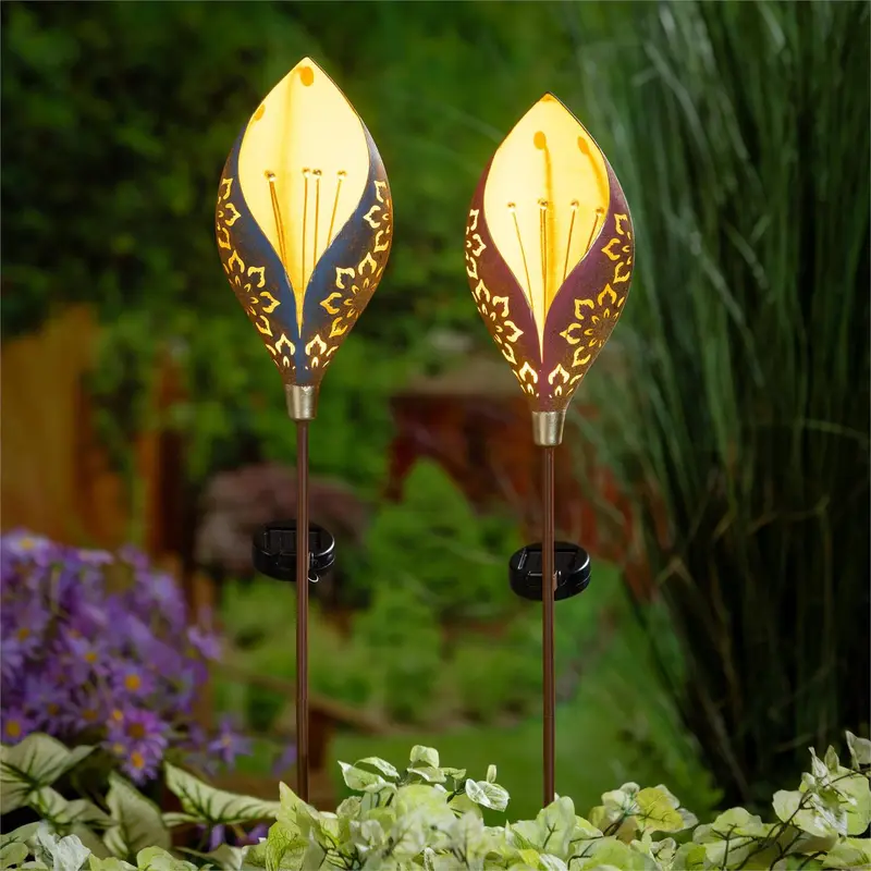 Cottage Garden Rustic Metal Solar Stake, 2 Assorted 36"H, 12PCS CDU