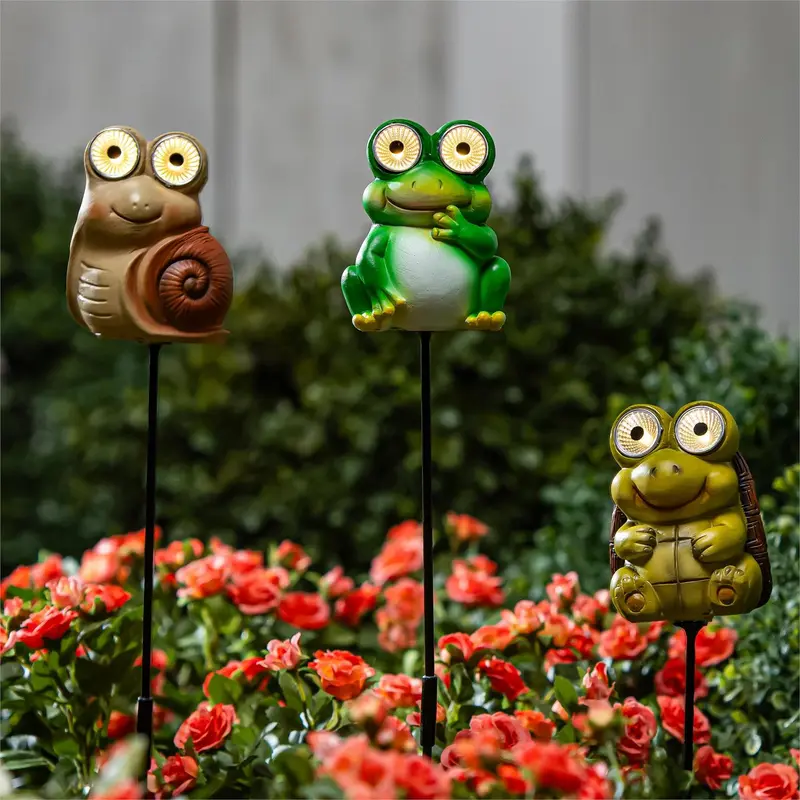 Cottage Garden Solar Resin Plant Pick, Frog/Turtle/Snail 19.7"H, 3 Assorted, 24PCS CDU