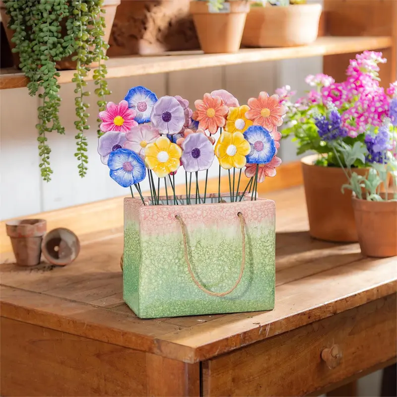 Cottage Garden Stake, Flower Pick with Vase Display Program, 7"