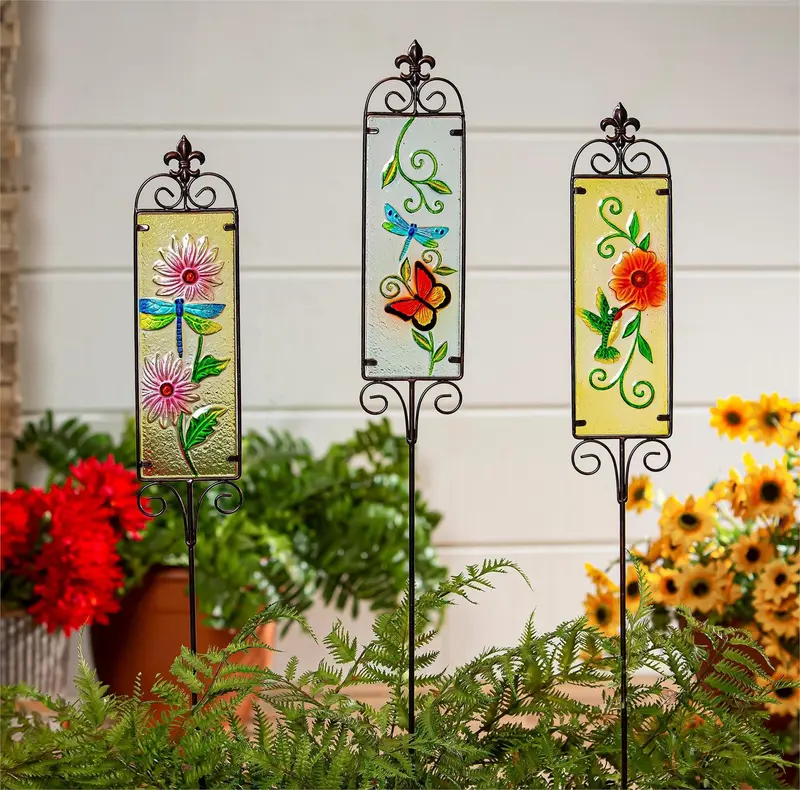 Cottage Garden Stake, Flower Sign Suncatcher, 42", CDU