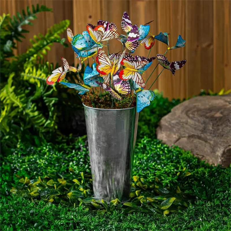 Cottage Garden Stake, PVC Butterfly Plant Pick with Bucket Display Program, 10"