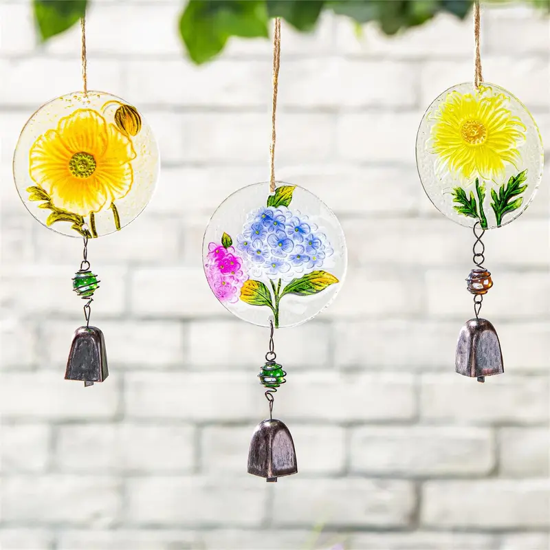 Cottage Garden Suncatcher, Floral, 10.5", Asst of 3