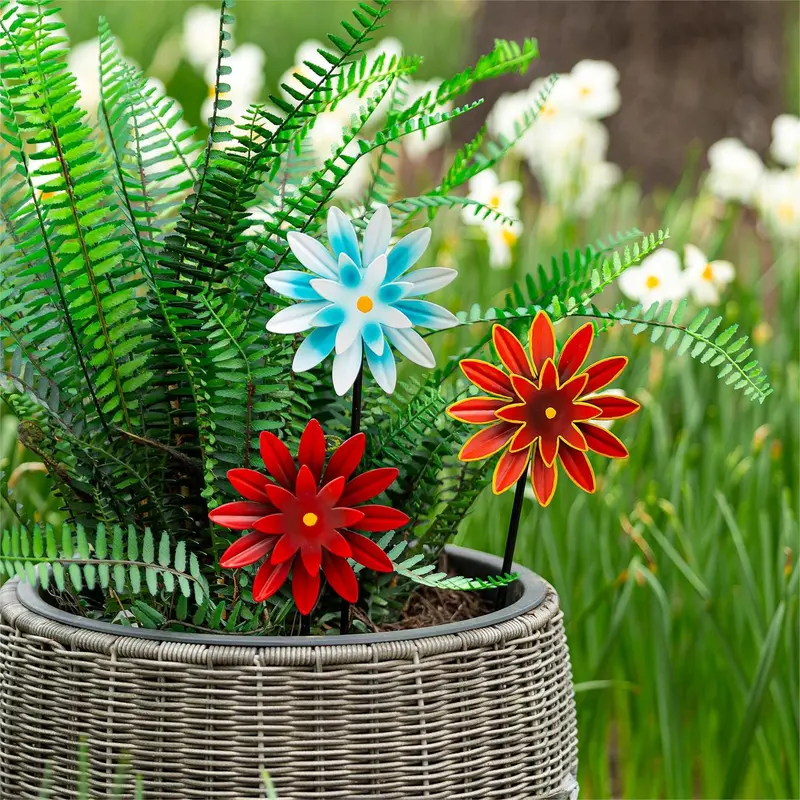 Cottage Garden Wind Spinner, Mini Colorful Flowers Kinetic Spinners, CDU