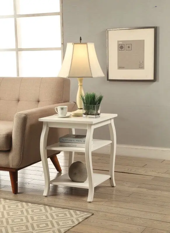 Cottage White Bow Leg Square End Table By Homeroots