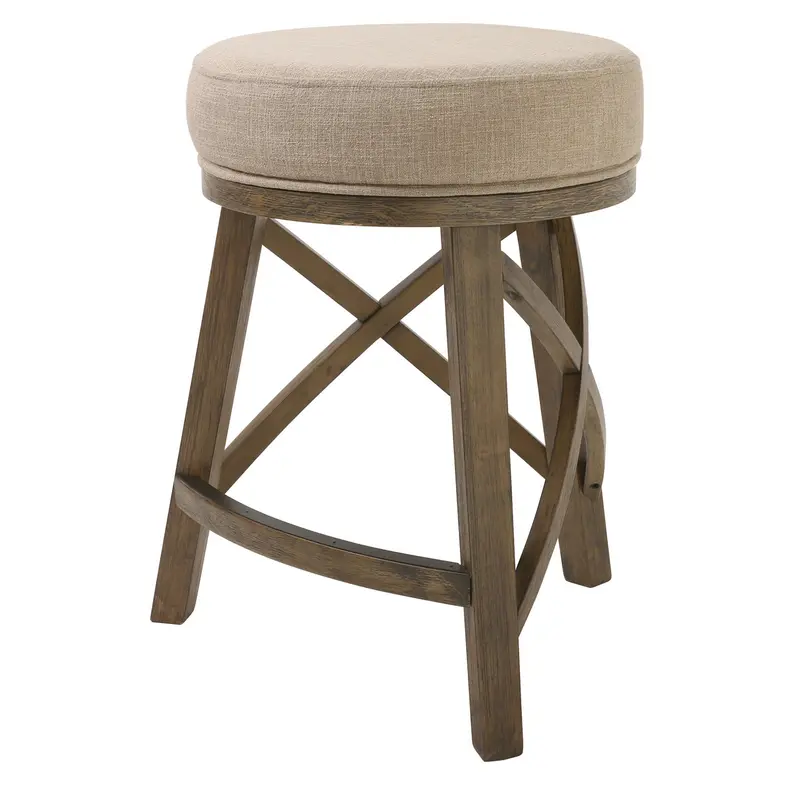 Counter Height Cream Modern Round Three Leg Stool By Homeroots