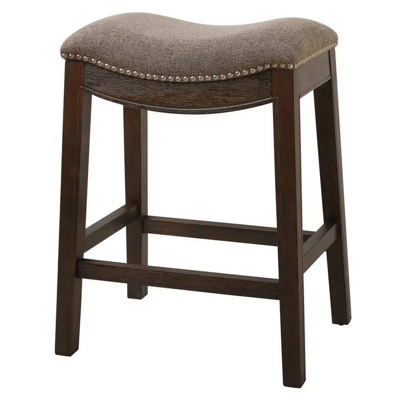 Counter Height Saddle Style Taupe Stool By Homeroots