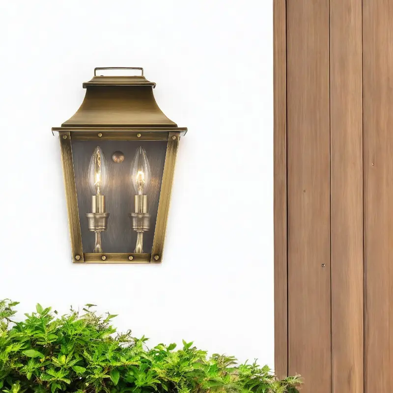 Coventry 2-Light Aged Brass Pocket Wall Light By Homeroots