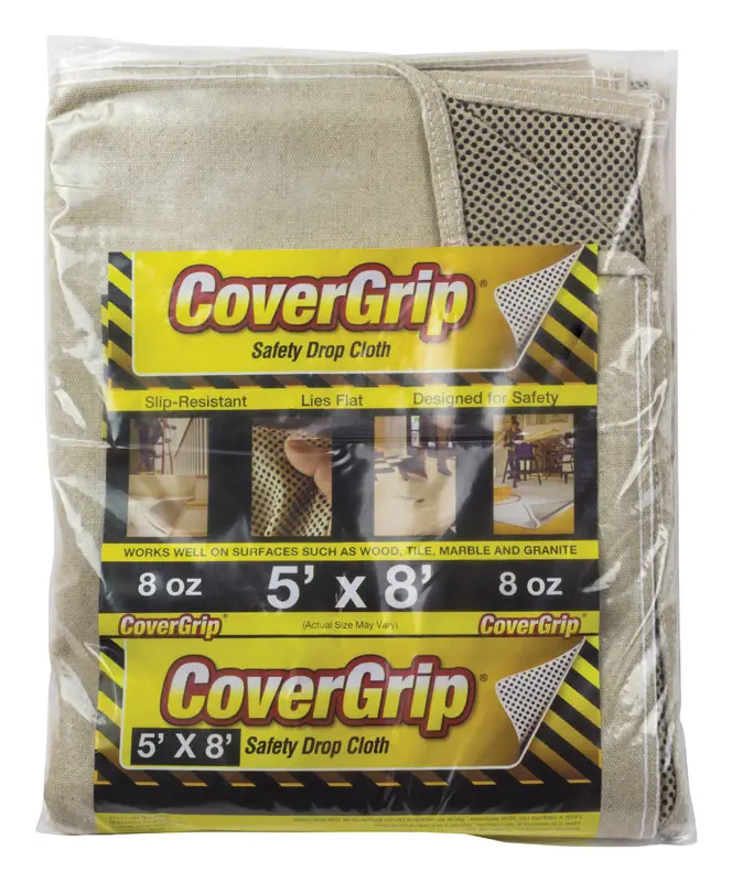 CoverGrip 5 ft. W X 8 ft. L X 1.5 mil 8 oz Safety Canvas Drop Cloth 1 pk - Open Box